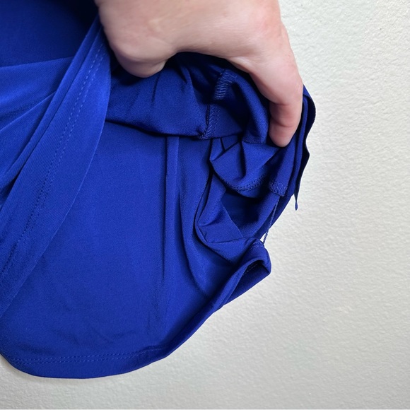 Lauren Ralph Lauren Dress Womens Size 2P Mock Wrap Capri Blue Cap Sleeve Stretch - Picture 6 of 12